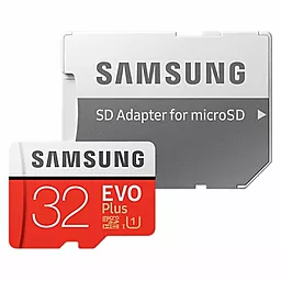 Карта памяти Samsung microSDHC 32GB EVO Plus Class 10 UHS-I U1 + SD-адаптер (MB-MC32GA/RU) - фото Карта памяти Samsung microSDHC 32GB EVO Plus Class 10 UHS-I U1 + SD-адаптер (MB-MC32GA/RU)