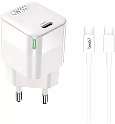 Мережевий зарядний пристрій XO CE06 30w PD GaN USB-C fast charger + USB-C to USB-C cable white