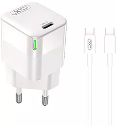 Сетевое зарядное устройство XO CE06 30w PD GaN USB-C fast charger + USB-C to USB-C cable white - фото Сетевое зарядное устройство XO CE06 30w PD GaN USB-C fast charger + USB-C to USB-C cable white