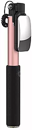 Монопод Rock Selfie stick with lightning wire control & mirror Rose Gold