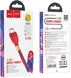Кабель Hoco U92 Gold Collar USB-A - micro USB 12w 2.4a 1.2м cable Red - мініатюра 4