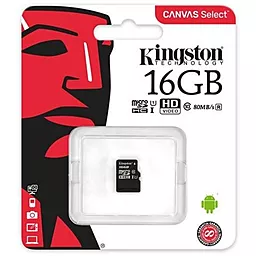 Карта памяти Kingston microSDHC 16GB Canvas Select Class 10 UHS-I U1 (SDCS/16GBSP) - миниатюра 2