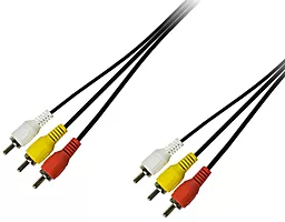Видеокабель 3RCA M/M 3m black (1283126473968) Piko - фото Видеокабель 3RCA M/M 3m black (1283126473968) Piko