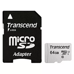 Карта памяти Transcend microSDXC 64GB Class 10 UHS-I U1 + SD-адаптер (TS64GUSD300S-A)
