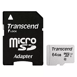 Карта пам'яті Transcend microSDXC 64GB Class 10 UHS-I U1 + SD-адаптер (TS64GUSD300S-A) - фото Карта пам'яті Transcend microSDXC 64GB Class 10 UHS-I U1 + SD-адаптер (TS64GUSD300S-A)