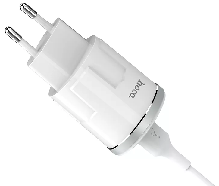 Мережевий зарядний пристрій Hoco C37A 2.4a home charger + Lightning cable white - фото 4