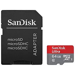 Карта пам'яті SanDisk microSDXC 64GB Ultra Class 10 UHS-I U1 A1 + SD-адаптер (SDSQUAR-064G-GN6TA)
