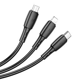 Универсальный кабель Borofone BX71 3-in-1 USB-A to Type-C/Lightning/micro USB 10w 2a 1м сable Black - миниатюра 2 Универсальный кабель Borofone BX71 3-in-1 USB-A to Type-C/Lightning/micro USB 10w 2a 1м сable Black - миниатюра 2