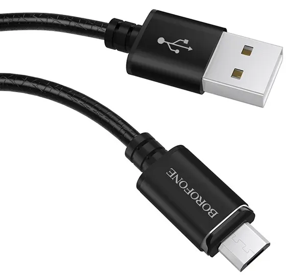 Кабель Borofone BU1 Magnet USB-A - micro USB 12w 2.4a 1м cable Black - фото 3