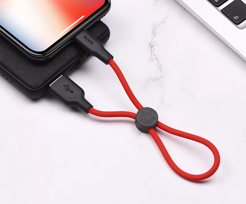 Кабель Hoco X21 Plus Silicone USB-A - Lightning 12w 2.4a 0.25м cable Black/Red - фото 6