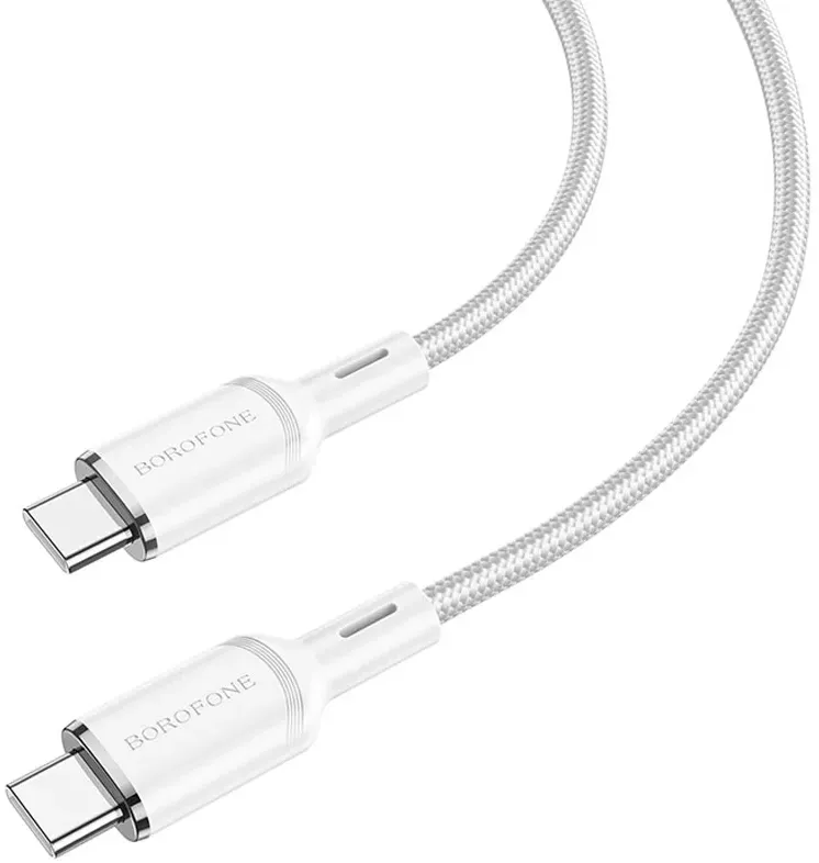 Кабель Borofone BX90 Cyber USB Type-C - Type-C 60w 3a 1м PD cable White - фото 4