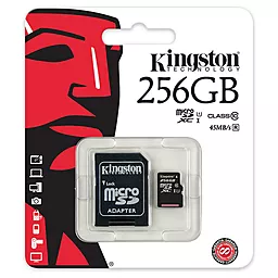 Карта памяти Kingston microSDXC 256GB Class 10 UHS-I U1 + SD-адаптер (SDC10G2/256GB) - миниатюра 3