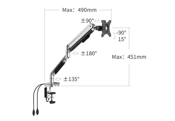 Кронштейн для монитора Xiaomi Loctek Display Bracket Pneumatic Single (MLD1) - фото 2