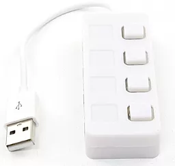 USB-A концентратор (хаб) Lapara LA-SLED4 USB - 4xUSB 2.0 с вимикачами ON/OFF Білий