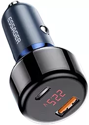 Автомобільний зарядний пристрій Essager 65W Torch Digital Display Car Charger USB-A-C Blue (ECCPD-HJ03) - мініатюра 3