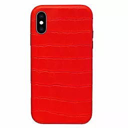 Чохол Apple Leather Case Full Crocodile for iPhone X, iPhone XS Red