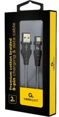 Кабель Cablexpert USB-A - Lightning 12w 2.4a 2м cable Black (CC-USB2B-AMLM-2M-BW) - фото 2