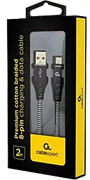 Кабель Cablexpert USB-A - Lightning 12w 2.4a 2м cable Black (CC-USB2B-AMLM-2M-BW) - мініатюра 2 Кабель Cablexpert USB-A - Lightning 12w 2.4a 2м cable Black (CC-USB2B-AMLM-2M-BW) - мініатюра 2