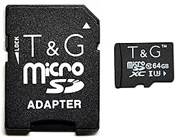 Карта памяти T&G microSDXC 64GB Class 10 UHS-I U3 + SD-адаптер (TG-64GBSDU3CL10-01)