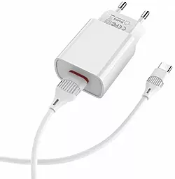 Сетевое зарядное устройство Borofone BA20A Sharp 2.1a home charger + USB-C cable white - фото Сетевое зарядное устройство Borofone BA20A Sharp 2.1a home charger + USB-C cable white