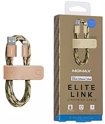 USB Кабель Momax Elit Link Lightning Cable Woven Braid 2.4A Gold (DDMMFILFPL) - мініатюра 4
