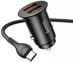 Автомобильное зарядное устройство Hoco NZ1 36W QC3.0 2xUSB + USB-C Cable Black - миниатюра 2