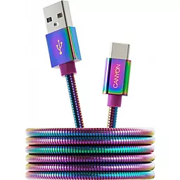 Кабель Canyon USB-A - Type-C 12w 2.4a 1м cable Multicolor (CNS-USBC7RW) - фото Кабель Canyon USB-A - Type-C 12w 2.4a 1м cable Multicolor (CNS-USBC7RW)