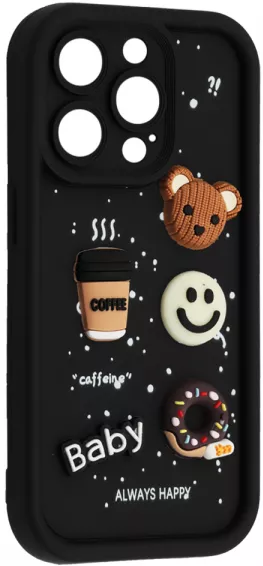 Чехол Pretty Things Case для Apple iPhone 13 Pro Max Black / Always Happy Donut - фото 1