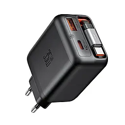 Мережевий зарядний пристрій McDodo 35w GaN PD USB-C/USB-A charger + USB-C 0.65m cable black (CH-1280) - фото Мережевий зарядний пристрій McDodo 35w GaN PD USB-C/USB-A charger + USB-C 0.65m cable black (CH-1280)