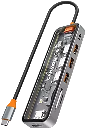 Мультипортовый USB Type-C хаб Canyon DS-13 7-in-1 black (CNS-TDS13)