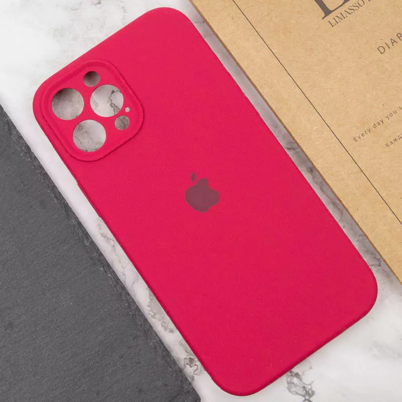 Чехол Silicone Case Full Camera для Apple iPhone 12 Pro Max Rose Red - фото 3