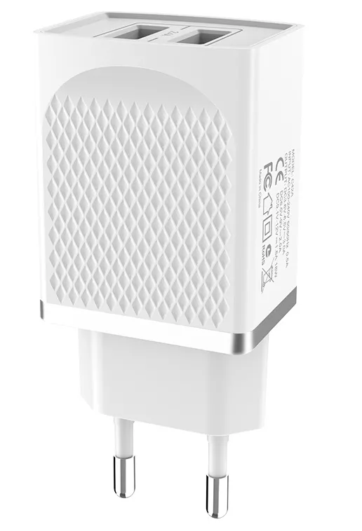 Сетевое зарядное устройство Hoco C43A 2.4a 2xUSB-A ports charger white - фото 1