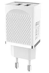 Сетевое зарядное устройство Hoco C43A 2.4a 2xUSB-A ports charger white - фото Сетевое зарядное устройство Hoco C43A 2.4a 2xUSB-A ports charger white