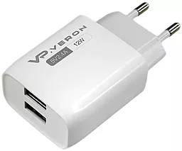 Сетевое зарядное устройство Veron Home Charger AC62M 12W 2.4A 2xUSB-A + microUSB cable White - миниатюра 2