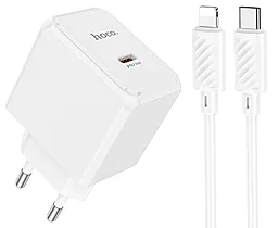 Мережевий зарядний пристрій Hoco CS13A 20w PD USB-C home charger + USB-C to Lightning cable white - фото Мережевий зарядний пристрій Hoco CS13A 20w PD USB-C home charger + USB-C to Lightning cable white
