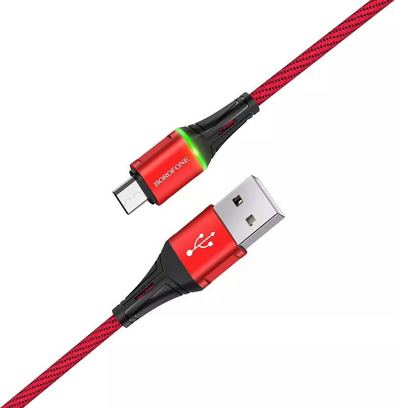Кабель Borofone BU25 Glory USB-A - micro USB 12w 2.4a 1.2м cable Red - фото 2