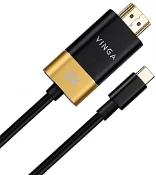 Видеокабель Vinga USB Type-C - HDMI v2.1 8k 60hz 1.5m black/gold - миниатюра 2