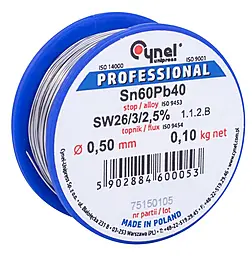 Припой проволочный Cynel (Sn60Pb40-SW26) 0.5 мм 100 г на катушке - фото Припой проволочный Cynel (Sn60Pb40-SW26) 0.5 мм 100 г на катушке
