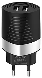 Сетевое зарядное устройство Borofone BA26A Mighty 2.4a 2xUSB-A ports charger black