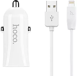 Автомобильное зарядное устройство Hoco Z12 2.4a 2xUSB-A ports car charger white - фото Автомобильное зарядное устройство Hoco Z12 2.4a 2xUSB-A ports car charger white