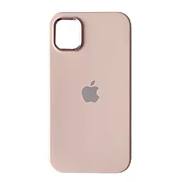 Чехол Silicone Case Full Camera Square Metal Frame for Apple iPhone 11 Pink sand