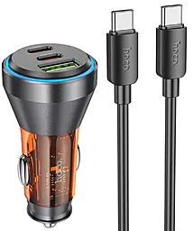 Автомобільний зарядний пристрій Hoco NZ12D 60w PD/QC 2xUSB-C/USB-A ports car charger + USB-C to USB-C cable black - фото Автомобільний зарядний пристрій Hoco NZ12D 60w PD/QC 2xUSB-C/USB-A ports car charger + USB-C to USB-C cable black