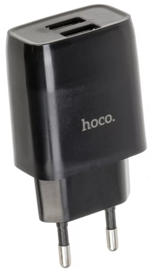 Сетевое зарядное устройство Hoco C73A 2.4a 2xUSB-A ports charger + USB-C cable black - фото 2