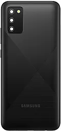 Задняя крышка корпуса Samsung Galaxy A02s A025 со стеклом камеры Black - фото Задняя крышка корпуса Samsung Galaxy A02s A025 со стеклом камеры Black