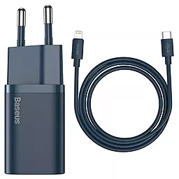 Мережевий зарядний пристрій Baseus Super Si 1C 20w PD USB-C ports USB-C/Lightning cable home charger blue (TZCCSUP-B)