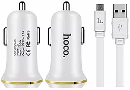 Автомобильное зарядное устройство Hoco Z1 2.1a 2xUSB-A ports car charger + micro USB cable white - фото Автомобильное зарядное устройство Hoco Z1 2.1a 2xUSB-A ports car charger + micro USB cable white