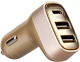 Автомобильное зарядное устройство Momax 15w QC3.0 2xUSB-A/USB-C ports car charger gold (UC5TCK) - фото Автомобильное зарядное устройство Momax 15w QC3.0 2xUSB-A/USB-C ports car charger gold (UC5TCK)