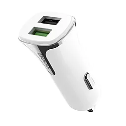 Автомобильное зарядное устройство с быстрой зарядкой Hoco Z31 18w QC3.0 2xUSB-A ports car charger white - фото Автомобильное зарядное устройство с быстрой зарядкой Hoco Z31 18w QC3.0 2xUSB-A ports car charger white
