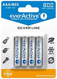 Аккумулятор everActive AAA/HR03 Ni-MH 750mAh (EVHRL03-800) BL 4шт - фото Аккумулятор everActive AAA/HR03 Ni-MH 750mAh (EVHRL03-800) BL 4шт