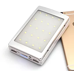 Повербанк MANGO Solar & TURBO LED X20 Power Bank 12000mAh Silver - фото Повербанк MANGO Solar & TURBO LED X20 Power Bank 12000mAh Silver